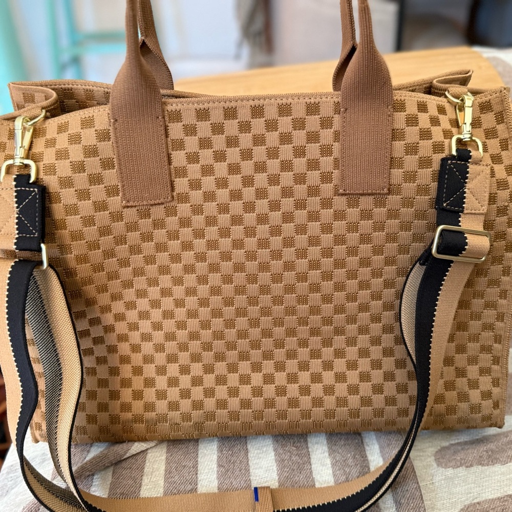 Rothy's Tan Checkered Tote Bag
